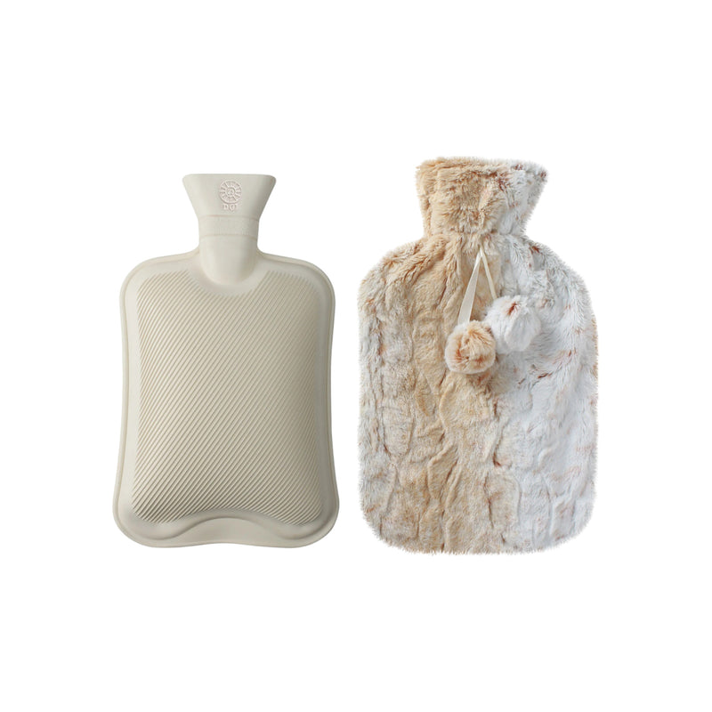 2 Litre Hot Water Bottle with Faux Rabbit Fur Cover | Warm, Soft and Fluffy - Choice of Colour