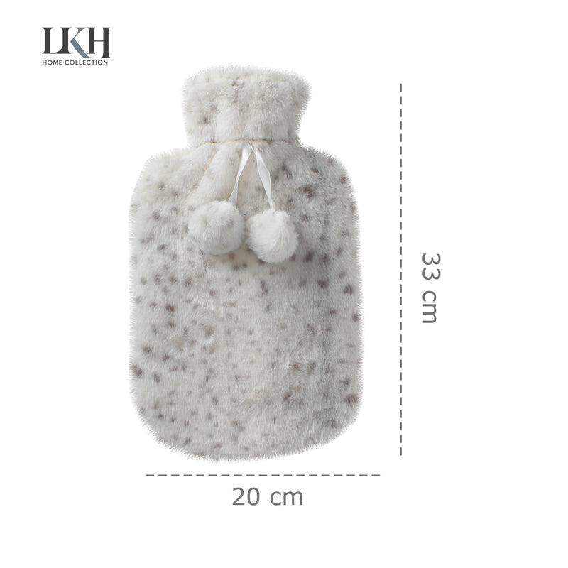 2 Litre Hot Water Bottle with Faux Rabbit Fur Cover | Warm, Soft and Fluffy - Choice of Colour