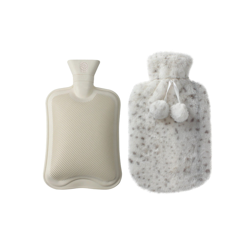 2 Litre Hot Water Bottle with Faux Rabbit Fur Cover | Warm, Soft and Fluffy - Choice of Colour