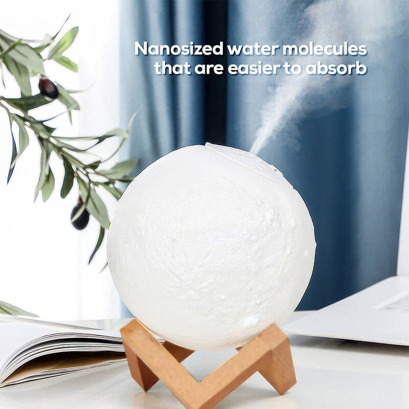 3D LED Moon Humidifier Lamp Essential Scented Oil Aroma Diffuser | USB Rechargeable Night Light