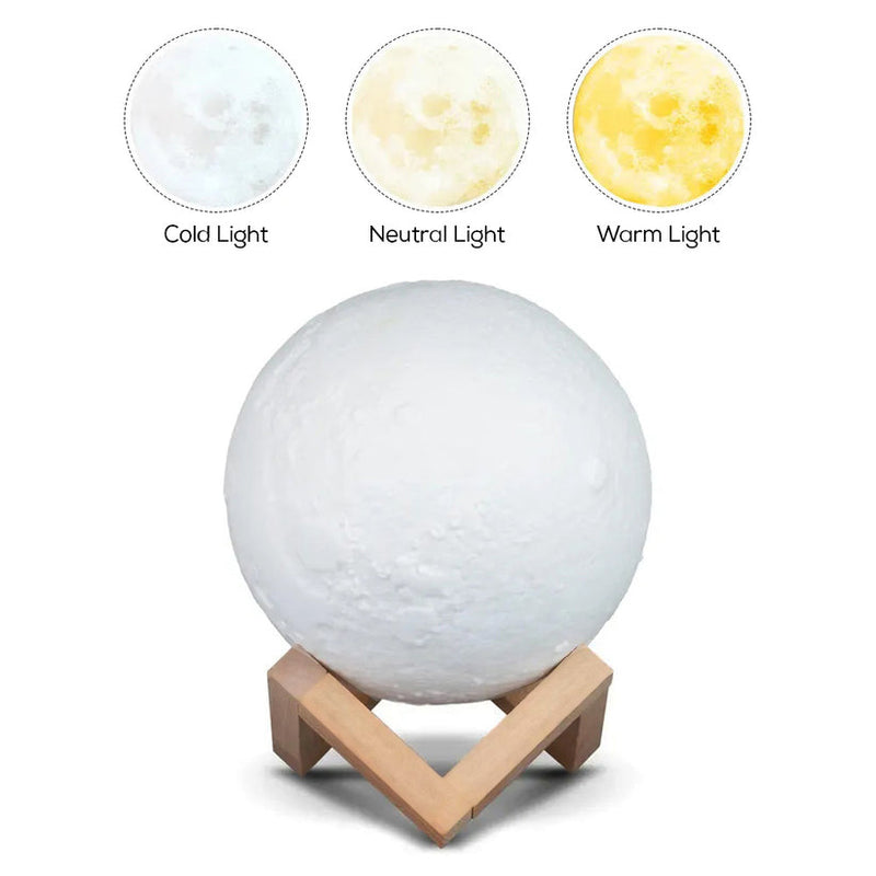 3D LED Moon Humidifier Lamp Essential Scented Oil Aroma Diffuser | USB Rechargeable Night Light