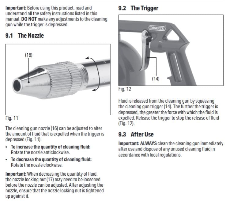 Draper Air Cleaning Gun Air Diesel Paraffin Wash Washing Engine Degreasing Cleaning Gun - DRAPER