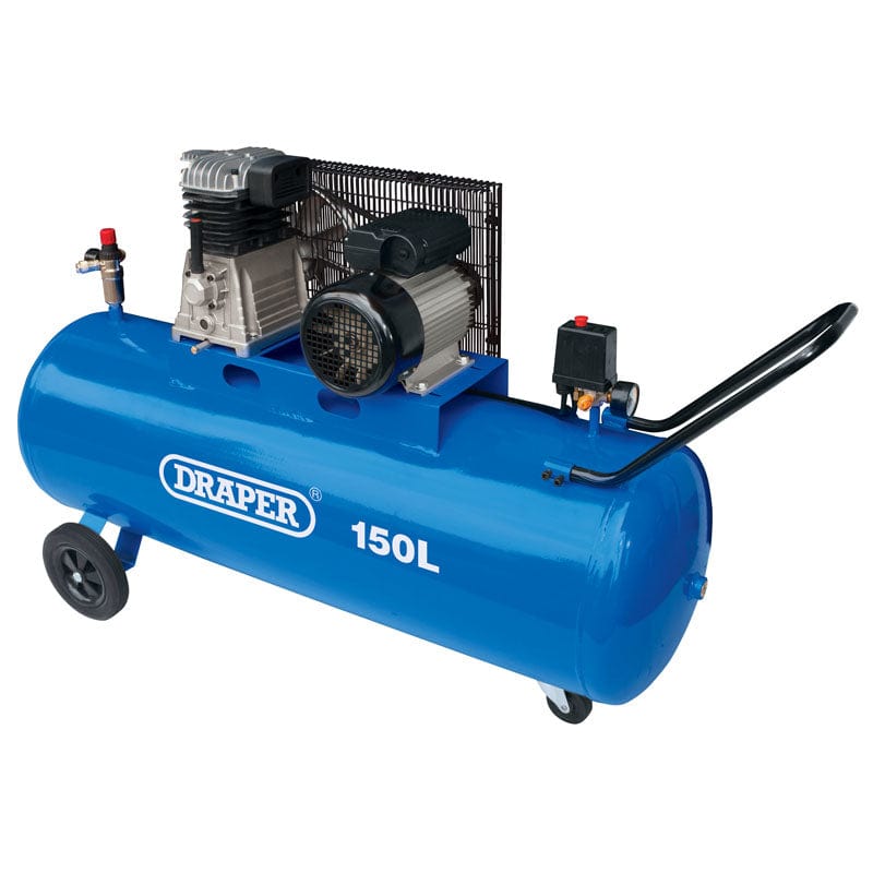 Draper Air Compressor Draper 55305 Wheeled Belt-Driven Air Compressor 150L 2.2Kw Dr-55305