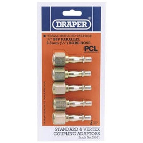 Draper Draper 1/4" Female Thread Pcl Coupling Screw Adaptor (Pack Of 5) Dr-55061