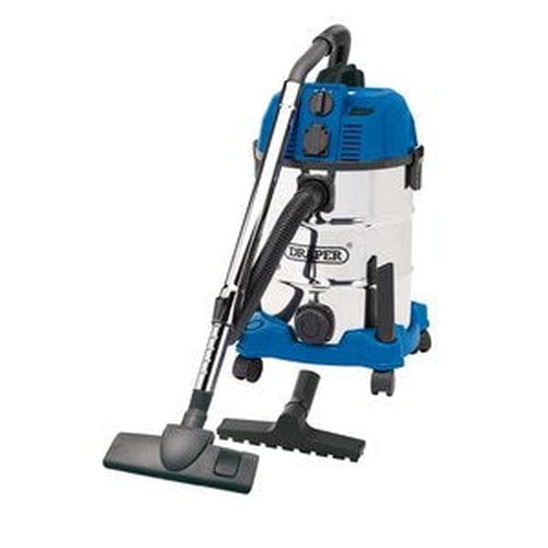 Draper Draper 230V Wet And Dry Vacuum Cleaner With Stainless Steel Tank And Integrated Power Out-Take Socket, 30L, 1300W Dr-20529