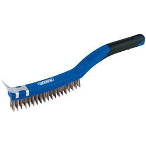 Draper Draper 3 Row Stainless Steel Wire Scratch Brush With Scraper, 350Mm Dr-17180