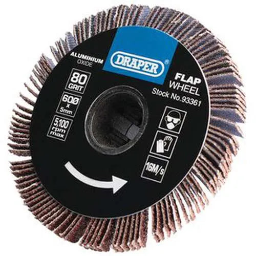 Draper Draper Aluminium Oxide Flap Wheel, 5 X 60Mm, 80 Grit Dr-93361