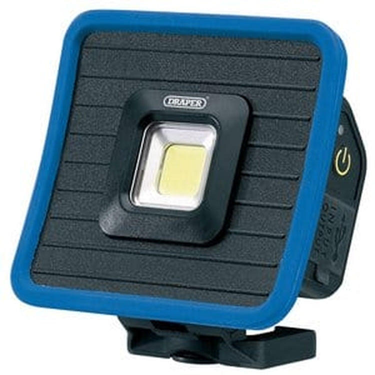 Draper Draper Cob Led Rechargeable Mini Flood Light And Power Bank With Magnetic Base And Hanging Hook, 10W, 1000 Lumens, Blue, Usb-C Cable Supplied Dr-88595