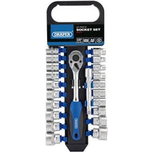 Draper Draper Combined Mm/Af Socket And Ratchet Set, 3/8" Sq. Dr. (22 Piece) Dr-16373