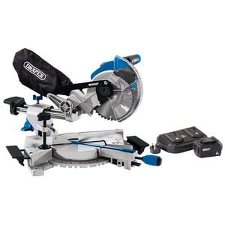 Draper Draper D20 20V Brushless Sliding Compound Mitre Saw, 185Mm, 1 X 5.0Ah Battery, 1 X Twin Charger Dr-99970