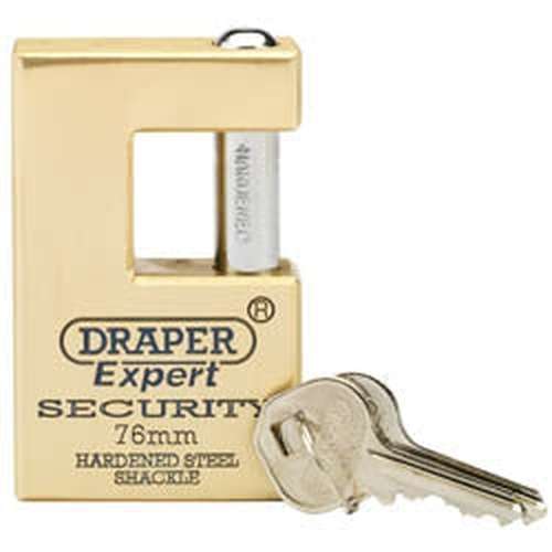 Draper Draper Expert Close Shackle Solid Brass Padlock With Hardened Steel Shackle, 2 Keys, 76Mm Dr-64202