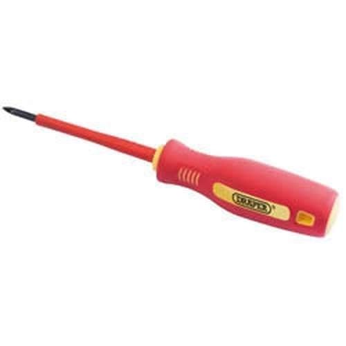 Draper Draper Fully Insulated Soft Grip Cross Slot Screwdriver, No.0 X 75Mm Dr-46527