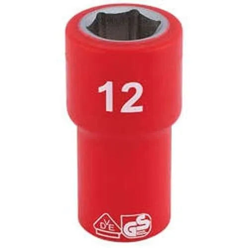 Draper Draper Fully Insulated Vde Socket, 1/4" Sq. Dr., 12Mm Dr-31490