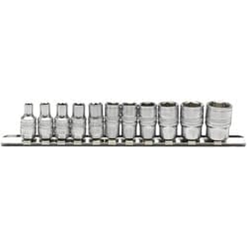 Draper Draper Imperial Socket Set On A Metal Rail, 1/4" Sq. Dr. (11 Piece) Dr-16488