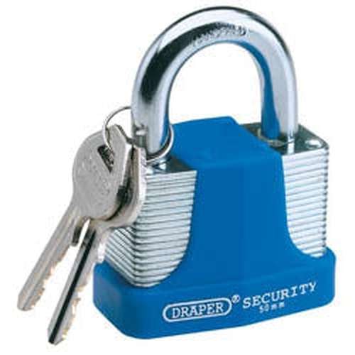 Draper Draper Laminated Steel Padlock And 2 Keys With Hardened Steel Shackle And Bumper, 30Mm Dr-64179