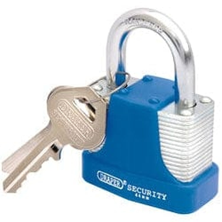 Draper Draper Laminated Steel Padlock And 2 Keys With Hardened Steel Shackle And Bumper, 44Mm Dr-64181