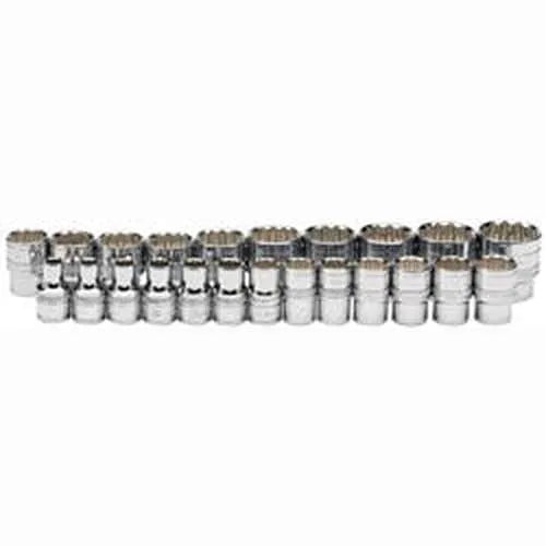 Draper Draper Loose Metric Socket Set, 1/2" Sq. Dr., Polished Chrome (23 Piece) Dr-34561