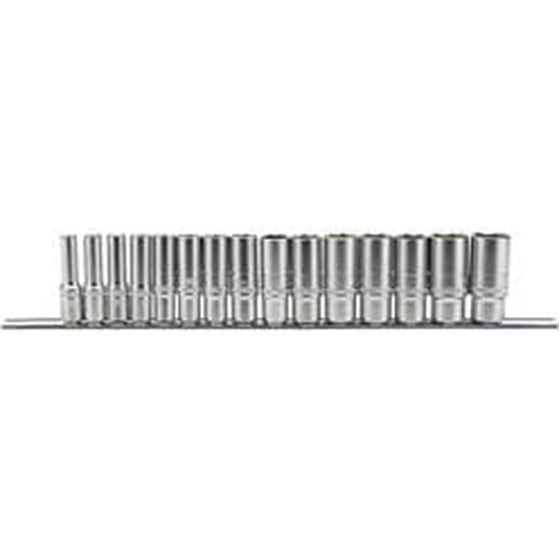 Draper Draper Metric Deep Socket Set On A Metal Rail, 3/8" Sq. Dr. (15 Piece) Dr-16494