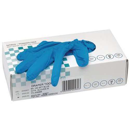 Draper Draper Nitrile Gloves, Medium, Blue (Pack Of 100) Dr-30927