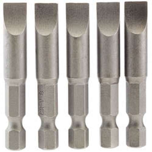 Draper Draper Plain Slot Insert Bit, 8Mm, 1/4" Hex, 50Mm Long (Pack Of 5) Dr-64280