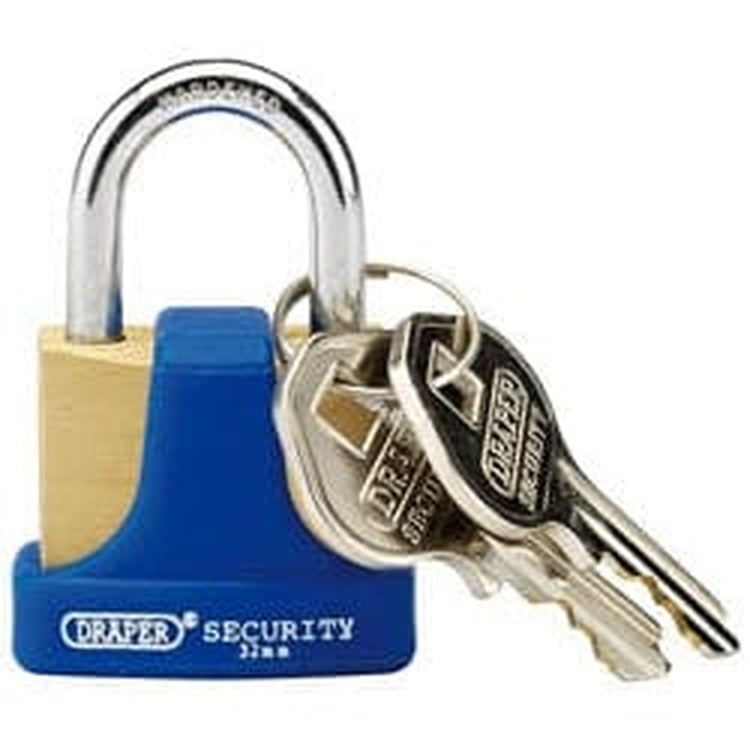 Draper Draper Solid Brass Padlock And 2 Keys With Hardened Steel Shackle And Bumper, 32Mm Dr-64164