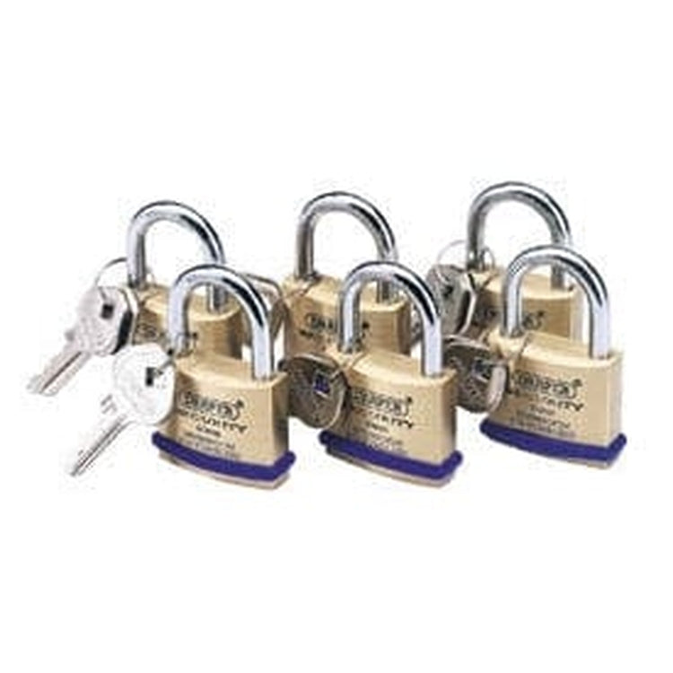 Draper Draper Solid Brass Padlocks With Hardened Steel Shackle, 40Mm (Pack Of 6) Dr-67659