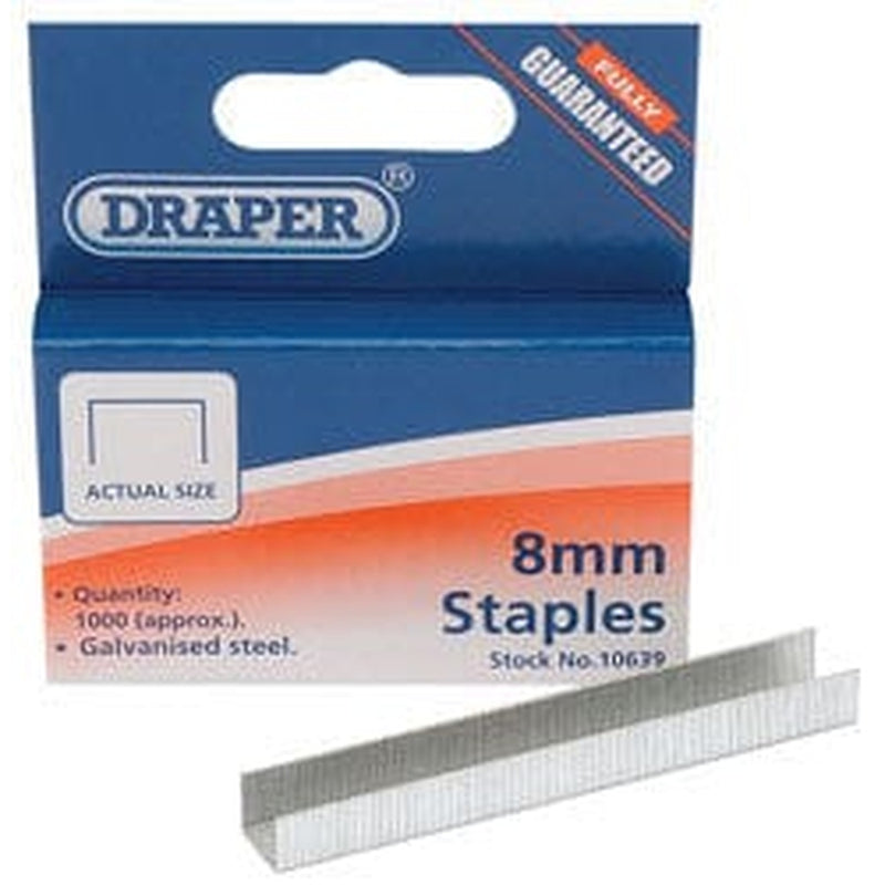 Draper Draper Steel Staples, 8Mm (Pack Of 1000) Dr-10639