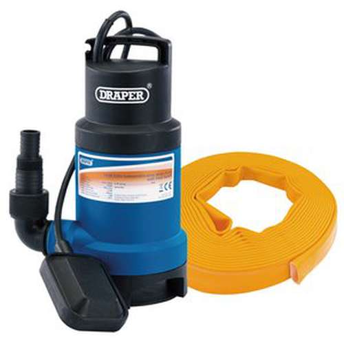 Draper Draper Submersible Dirty Water Pump Kit With Layflat Hose & Adaptor, 200L/Min, 10M X 25Mm, 350W Dr-61814