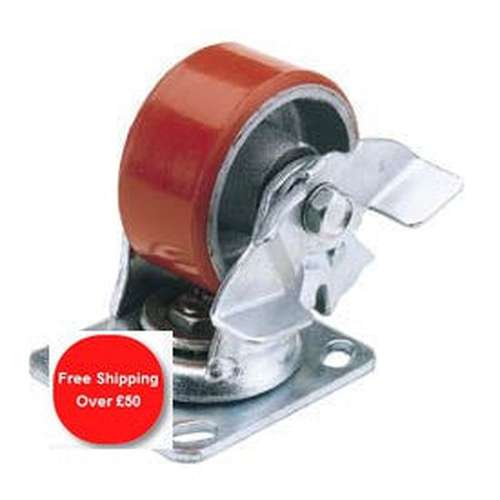 Draper Draper Swivel Plate Fixing Heavy Duty Polyurethane Wheel With Brake, 160Mm Diameter, S.W.L. 400Kg Dr-65530