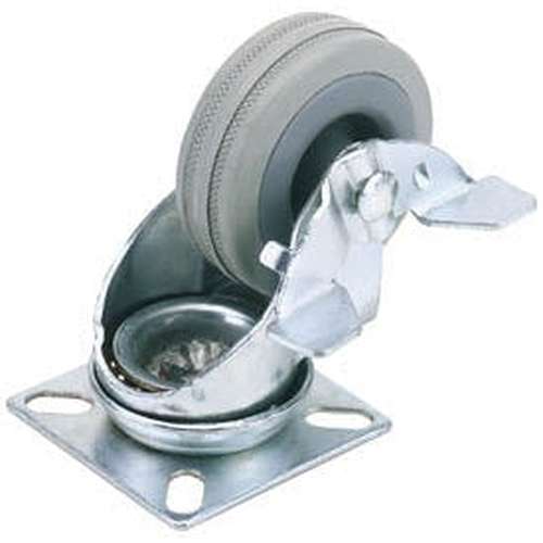 Draper Draper Swivel Plate Fixing Rubber Castor With Brake, 50Mm Diameter, S.W.L. 50Kg Dr-65469