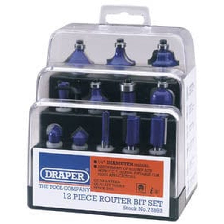 Draper Draper Tct Router Bit Set, 1/4" (12 Piece) Dr-72892