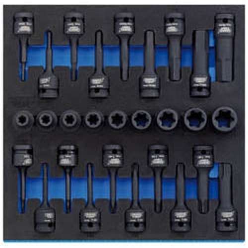 Draper Draper Tx-Star Impact & Hex Socket Set In 1/2 Drawer Eva Insert Tray, 1/2" Sq. Dr. (28 Piece) Dr-63490