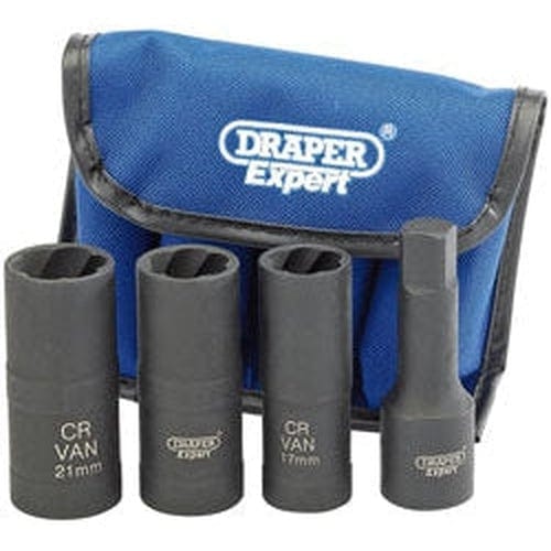 Draper Draper Wheel Nut Double Impact Socket Kit, 1/2" Sq. Dr. (4 Piece) Dr-09539