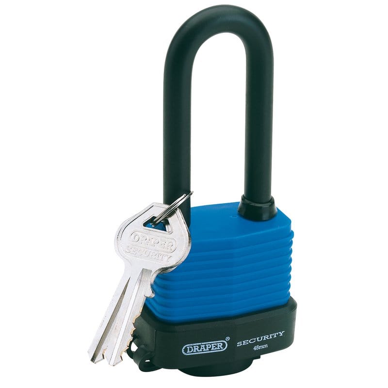 Draper Padlock Draper Laminated Steel Padlock With Extra Long Shackle, 45Mm Dr-64177