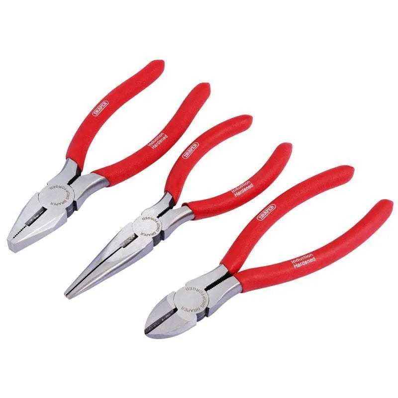 Draper Pliers Draper 3Pc Pliers Set Carbon Steel 160Mm Combination Side Cutting & Long Nose