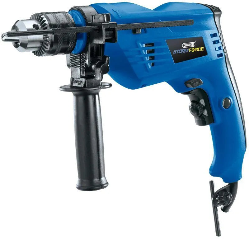 Draper Power Drill Draper 550W Variable Speed Hammer Drill Adjustable Side Handle Depth Rod