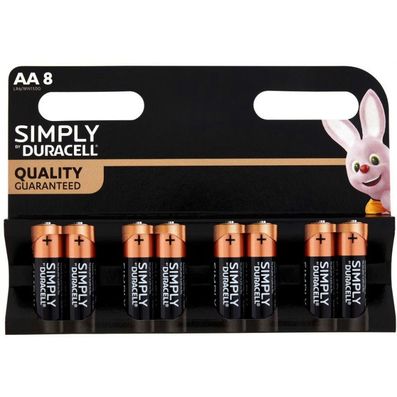 Duracell Simply AA Batteries 8 Pack 1.5V Alkaline LR6 MN1500 Long Expiry Date 03/2028