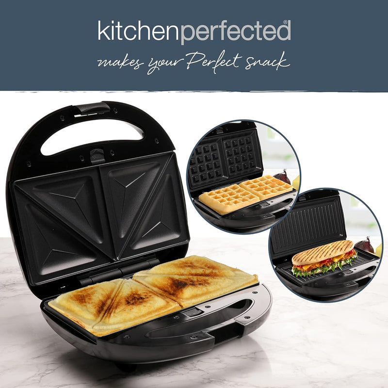 Electric 4-in-1 Toastie Waffle Omelette and Panini Maker with Removeable Non-Stick Plates