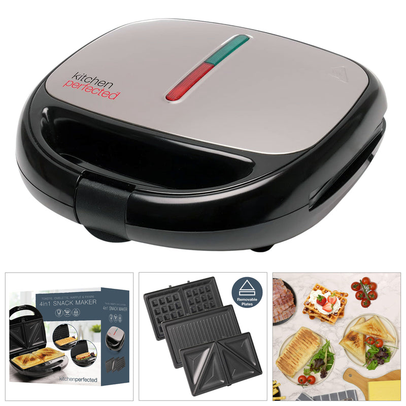 Electric 4-in-1 Toastie Waffle Omelette and Panini Maker with Removeable Non-Stick Plates