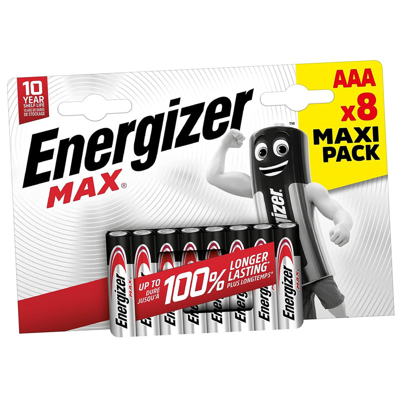 AAA Size Batteries Energizer Max 8 Pack 1.5V Alkaline Battery Long Expiry 12/2032