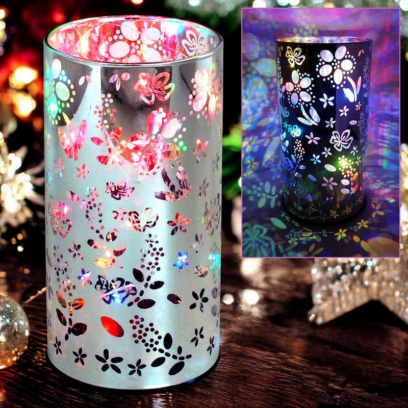 Luxa Flowers Glass Twinkler Colour Changing LED Table Lamp Projection Light