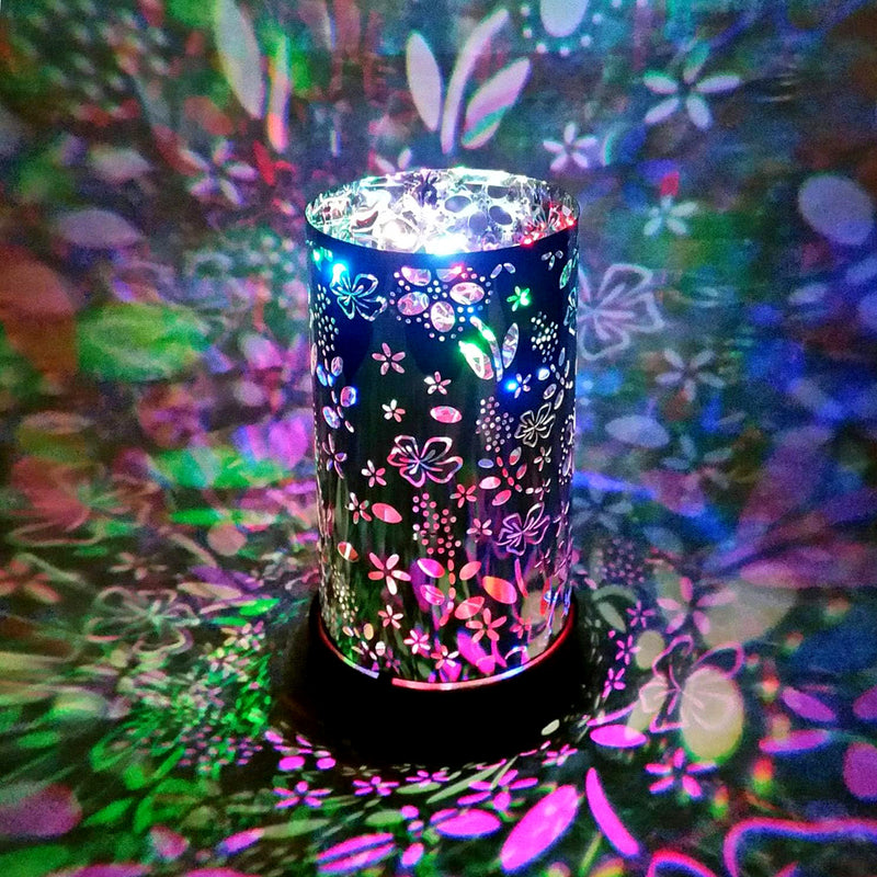 Luxa Flowers Glass Twinkler Colour Changing LED Table Lamp Projection Light