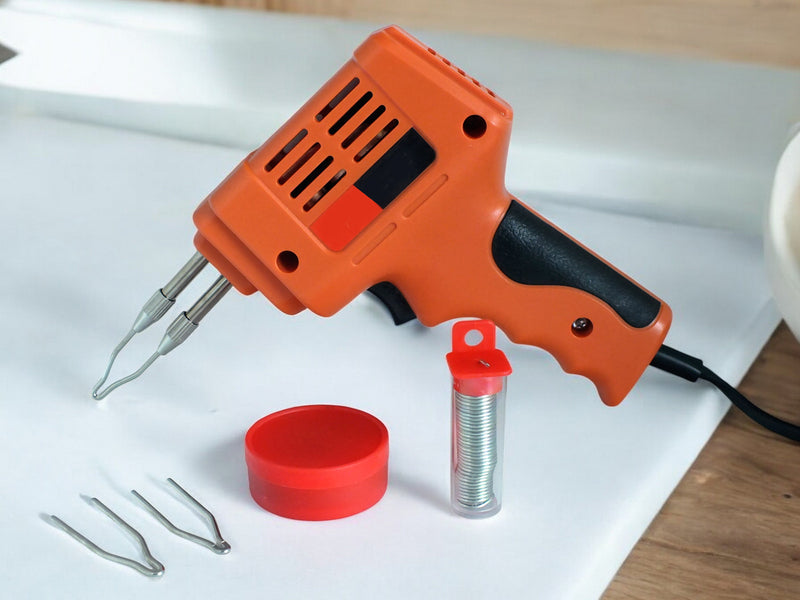 175W Electric Soldering Gun with LED Light | Kit includes 3 x Soldering Tips, Solder Wire, Flux & Storage Case