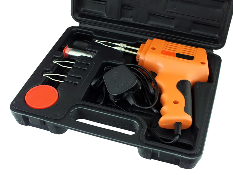 175W Electric Soldering Gun with LED Light | Kit includes 3 x Soldering Tips, Solder Wire, Flux & Storage Case