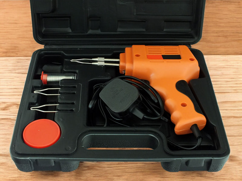 175W Electric Soldering Gun with LED Light | Kit includes 3 x Soldering Tips, Solder Wire, Flux & Storage Case