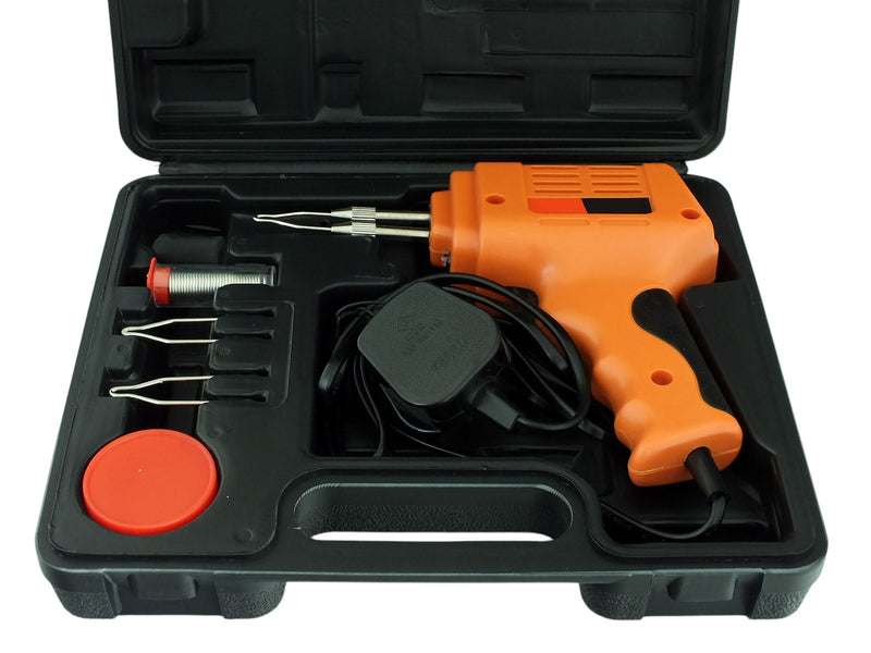 175W Electric Soldering Gun with LED Light | Kit includes 3 x Soldering Tips, Solder Wire, Flux & Storage Case