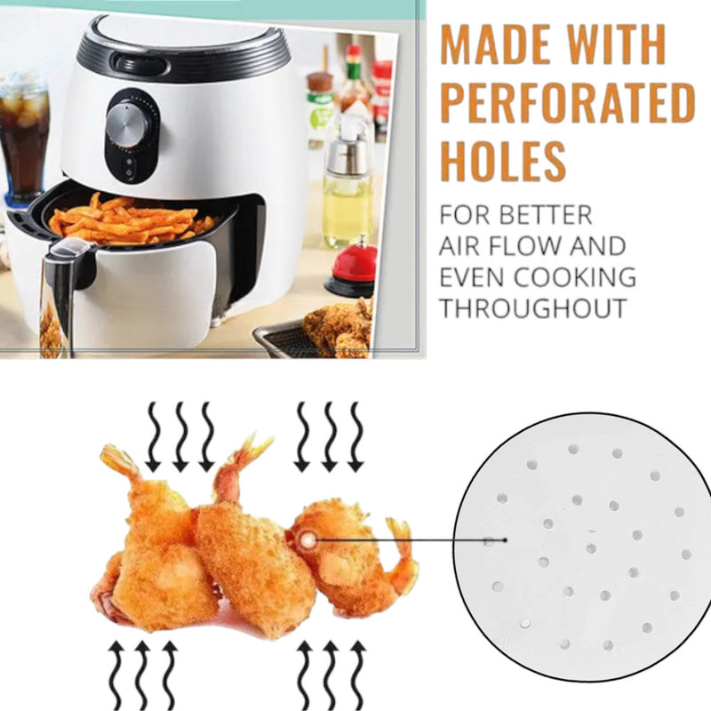 Air Fryer Liners Disposable Non-Stick Greaseproof Paper Round 100pc