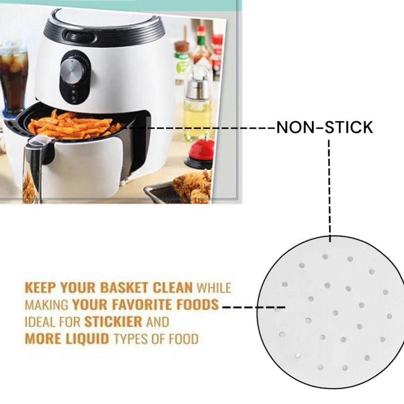 Air Fryer Liners Disposable Non-Stick Greaseproof Paper Round 50pc