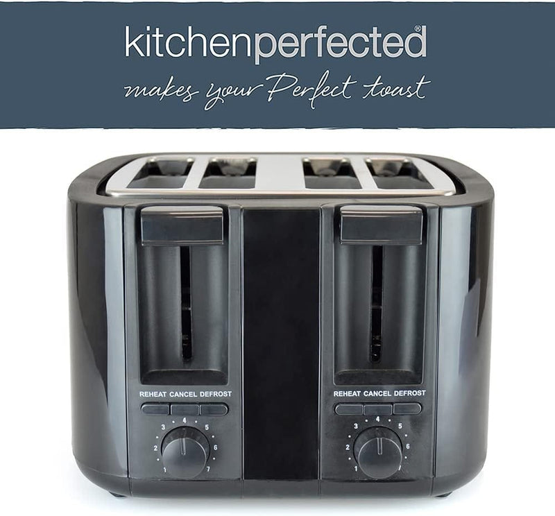 Kitchen Perfected 4 Slice Toaster 4 Slice Toaster Wide Slot Browning Defrost Reheat High Lift - Colour Choice