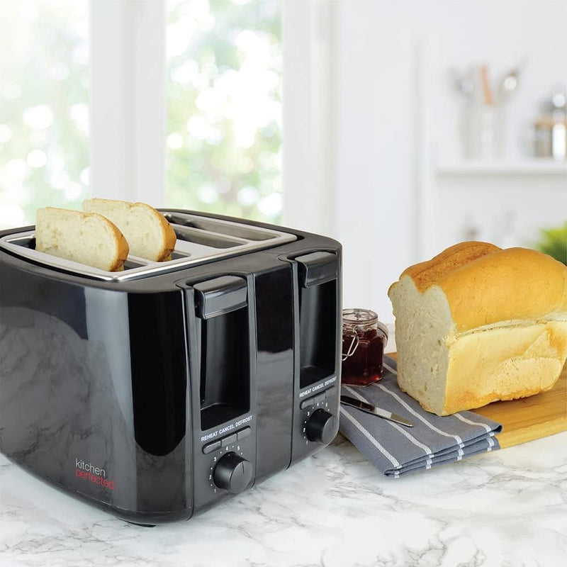 Kitchen Perfected 4 Slice Toaster 4 Slice Toaster Wide Slot Browning Defrost Reheat High Lift - Colour Choice